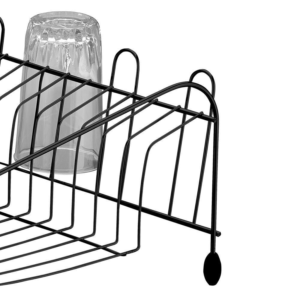 Escorredor de Louças para 12 Pratos Utimil em Aço Cromado - Preto - 4