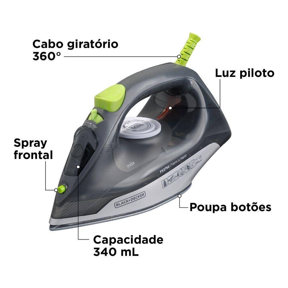 Ferro a Vapor Black+Decker FX2750 Antigotejamento Base Cerâmica Gliss Cabo Giratório - 6