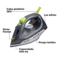 Ferro a Vapor Black+Decker FX2750 Antigotejamento Base Cerâmica Gliss Cabo Giratório - 6