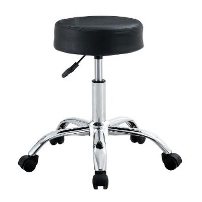 Cadeira Giratória Mocho Conthey PU Base Cromada Altura Ajustável Preta