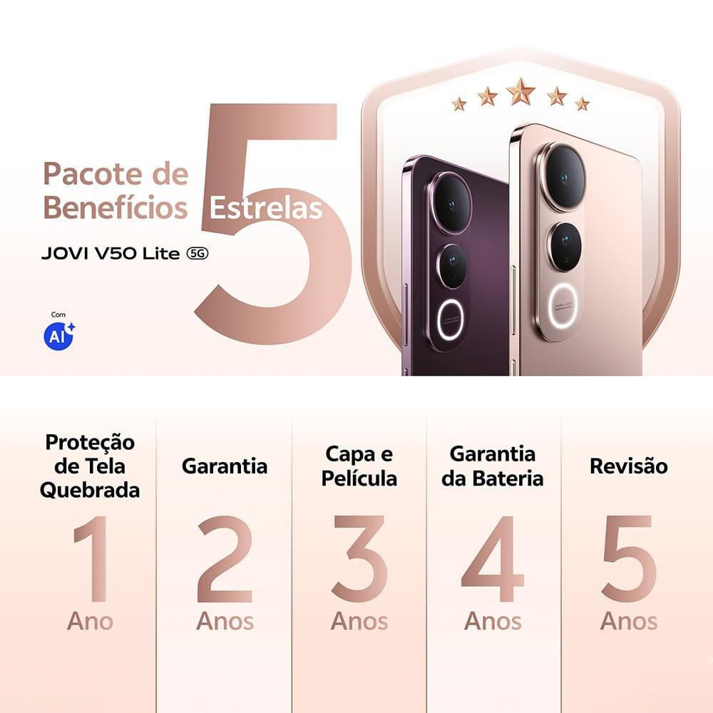 Smartphone JOVI V50 Lite 5G Preto Eclipse 256GB, 8GB RAM, Dimensity 6300, Tela AMOLED 6.77" 120Hz, Câmera Traseira 50MP, Android 15 e IP65 - 8