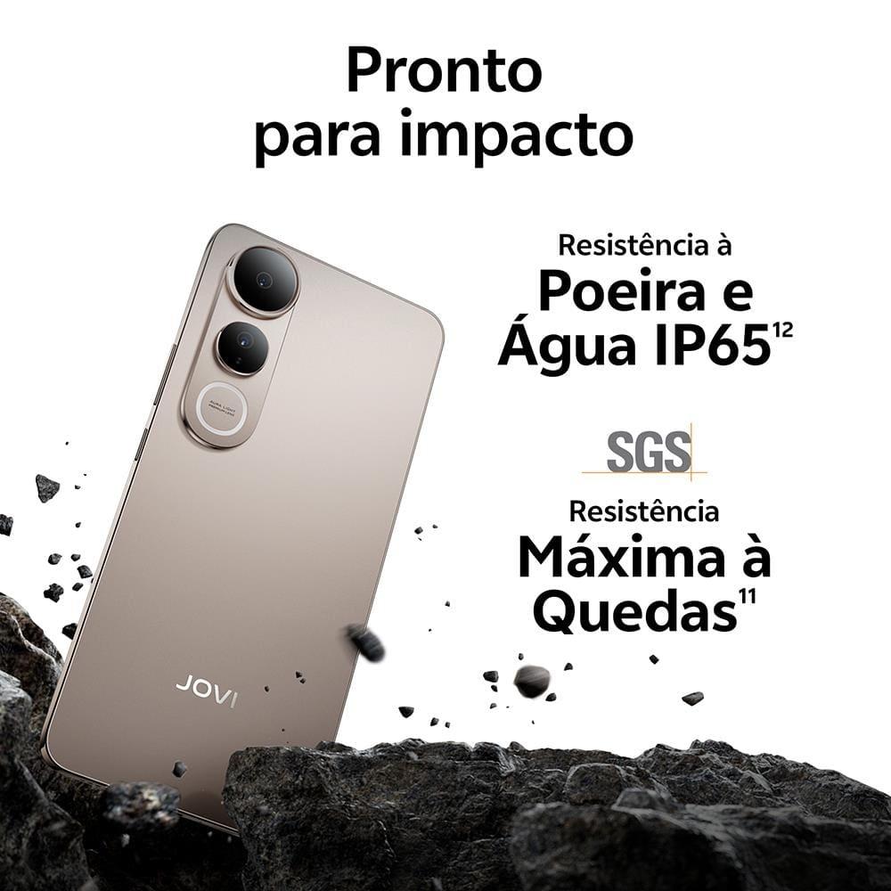 Smartphone JOVI V50 Lite 5G Ouro Titânio 256GB, 8GB RAM, Dimensity 6300, Tela AMOLED 6.77" 120Hz, Câmera Traseira 50MP, Android 15 e IP65 - 6