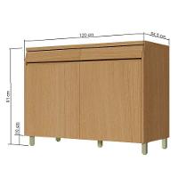 Balcão Nesher Simone Mendes com 2 Portas, 2 Gavetas e 1 Prateleira - 120cm de largura - Carvalho/Greige