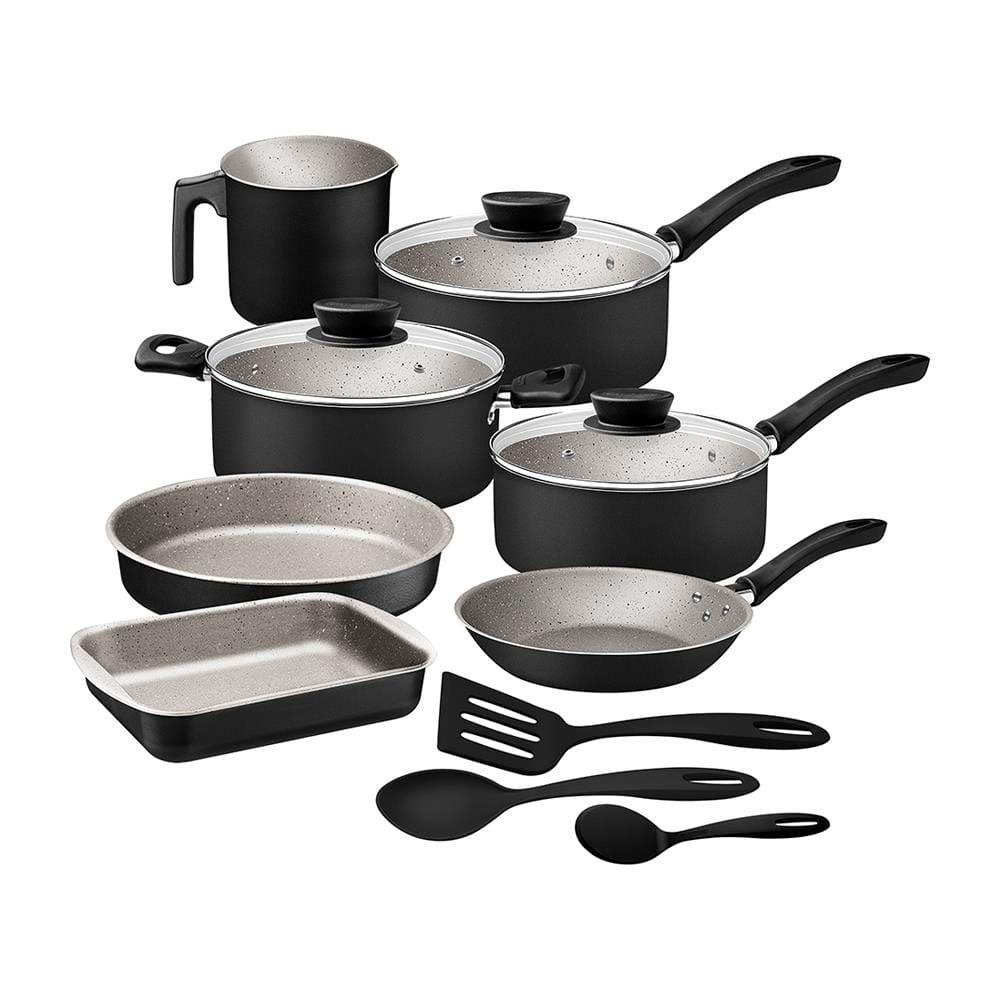 Jogo de Panelas Tramontina Linz 10 Peças Starflon Max Tampas de Vidro Preto - 1