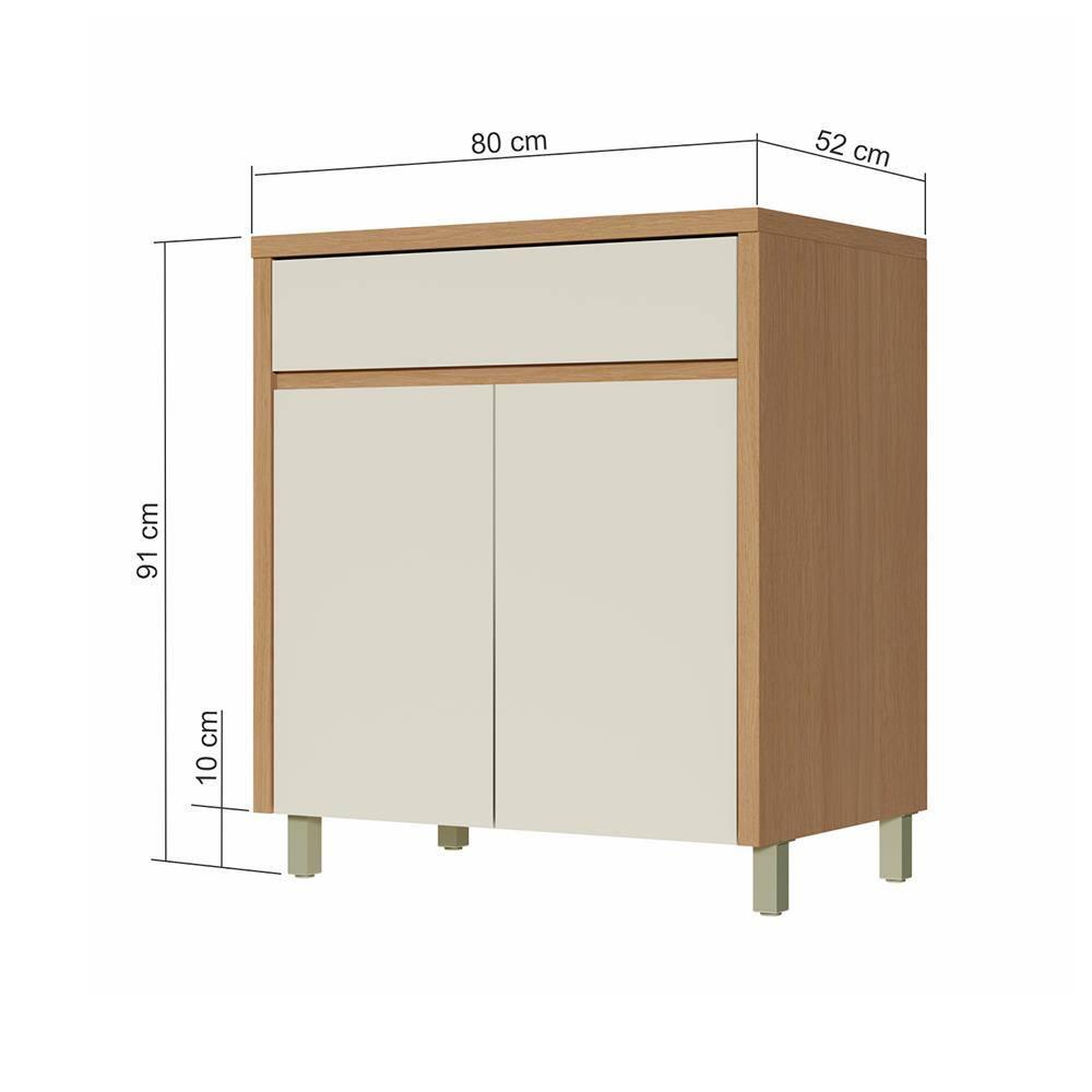 Balcão Nesher Condessa com 2 Portas, 1 Gaveta e 1 Prateleira - 80cm de largura - Carvalho/Greige - 4