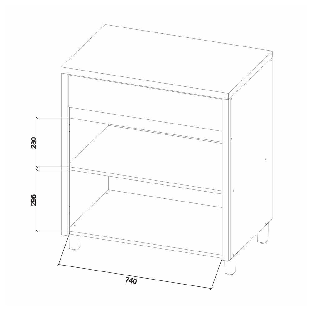 Balcão Nesher Condessa com 2 Portas, 1 Gaveta e 1 Prateleira - 80cm de largura - Carvalho/Greige - 8