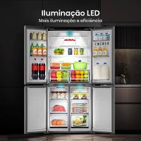 Geladeira 456L Hisense RQ5P470 Side By Side Multi Door Inverter Wi-Fi Metal Cooling Prateleiras de Vidro Inox - 5