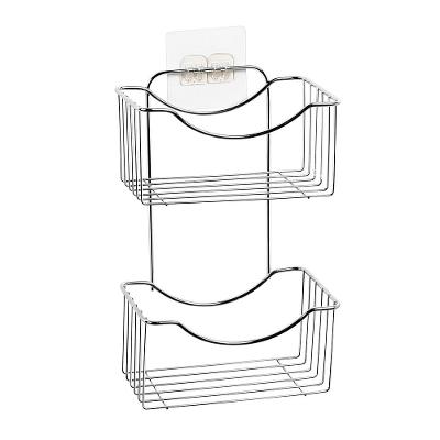 Suporte Porta Shampoo Sabonete Parede 31x19x11cm Fixação Adesiva Aço Cromado