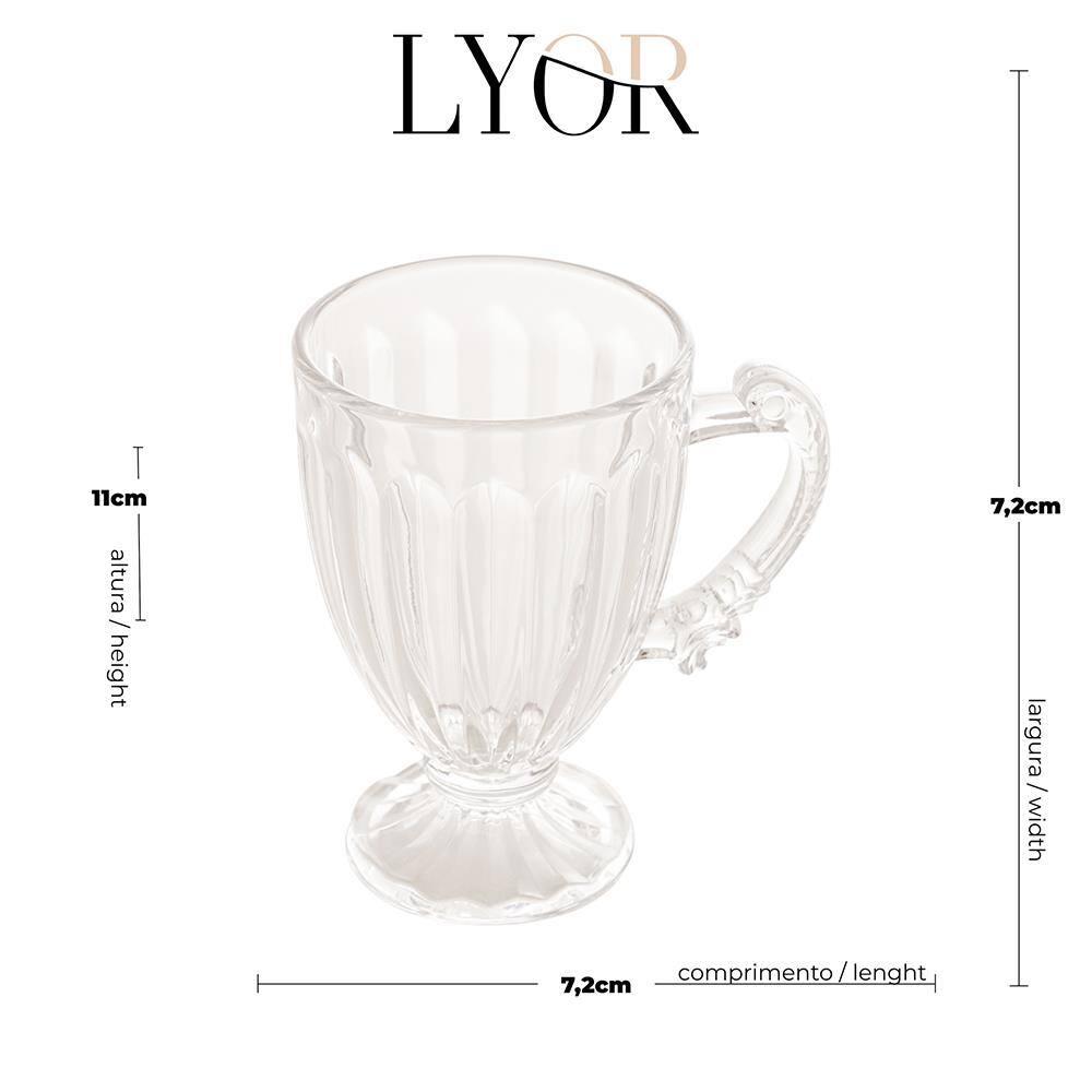 Xícara de Chá Lyor Pé Imperial 200ml Cristal Ecológico Design Clássico Elegante - 5