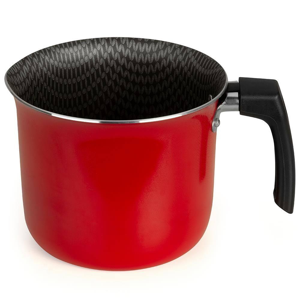 Leiteira Multiflon Essencial em Alumínio com Revestimento Interno Antiaderente e Cabo de Baquelite Vermelha – 1,2 L - 1
