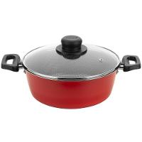 Caçarola Multiflon Essencial em Alumínio com Revestimento Interno Antiaderente e Tampa de Vidro com Saída de Vapor 20 cm – Vermelha - 1