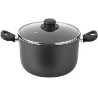 Caldeirão Multiflon Gourmet em Alumínio com Revestimento Antiaderente 7 Camadas, Tampa de Vidro com Saída de Vapor e Alças em Baquelite - 26 cm - 1