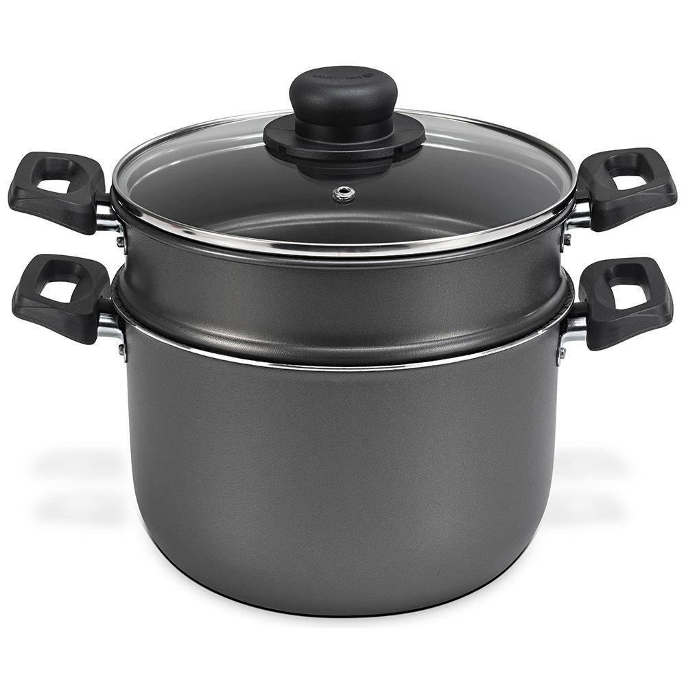 Cozi Vapor/ Cuscuzeira Multiflon em Alumínio com Revestimento Antiaderente 7 Camadas, Tampa de Vidro Temperado e Alças em Baquelite 20 cm - Grafite - 1