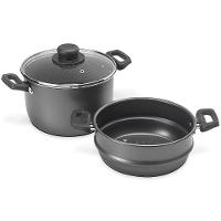 Cozi Vapor/ Cuscuzeira Multiflon em Alumínio com Revestimento Antiaderente 7 Camadas, Tampa de Vidro Temperado e Alças em Baquelite 20 cm - Grafite - 2