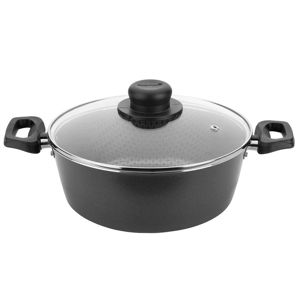 Caçarola Multiflon Essencial em Alumínio com Revestimento Interno Antiaderente e Tampa de Vidro com Saída de Vapor 20 cm – Grafite - 1