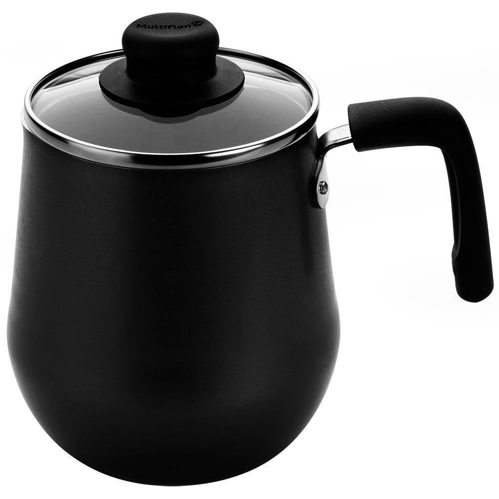 Bule Multiflon Gourmet em Alumínio com Revestimento Antiaderente, Tampa de Vidro e Cabo Baquelite Grafite – 1,5 L - 1