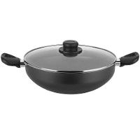 Frigideira Wok com Alças Multiflon em Alumínio com Revestimento Antiaderente e Tampa de Vidro com Saída de Vapor 28 cm - Grafite - 1