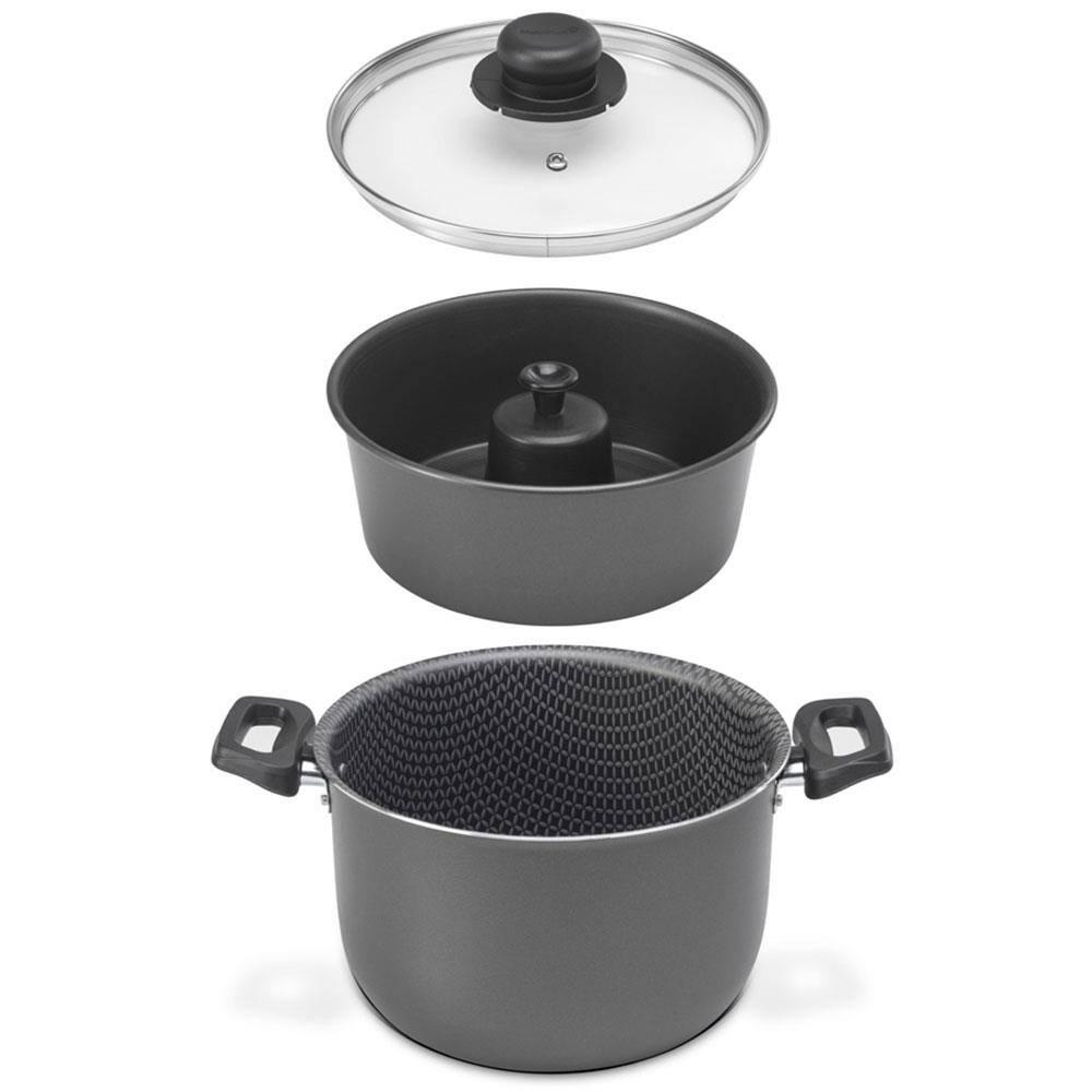 Conjunto Caçarola e Forma para Pudim Multiflon em Alumínio com Revestimento Antiaderente 7 Camadas, Tampa de Vidro e Alças em Baquelite – 24 cm - 3