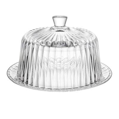 Queijeira Cristal Lyor Radial 19,5x12,5cm Tampa Elegante Transparente Resistente