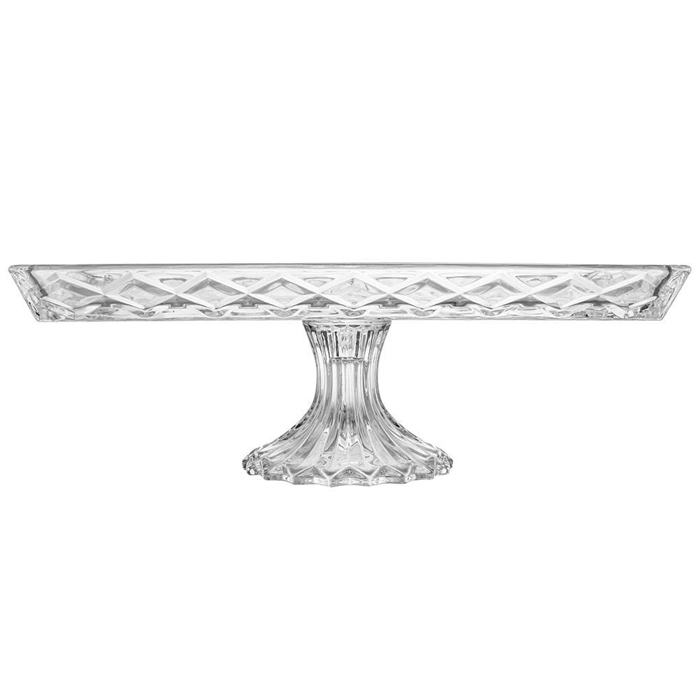 Travessa Cristal Lyor Deli Diamond com Pé 34,5cm Elegante Versátil Requintada Incolor - 3