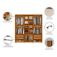 Guarda-Roupa Casal Madetec Portinari com Espelhos 6 Portas 4 Gavetas Ripado Angular Amortecimento Cabideiro Extensível