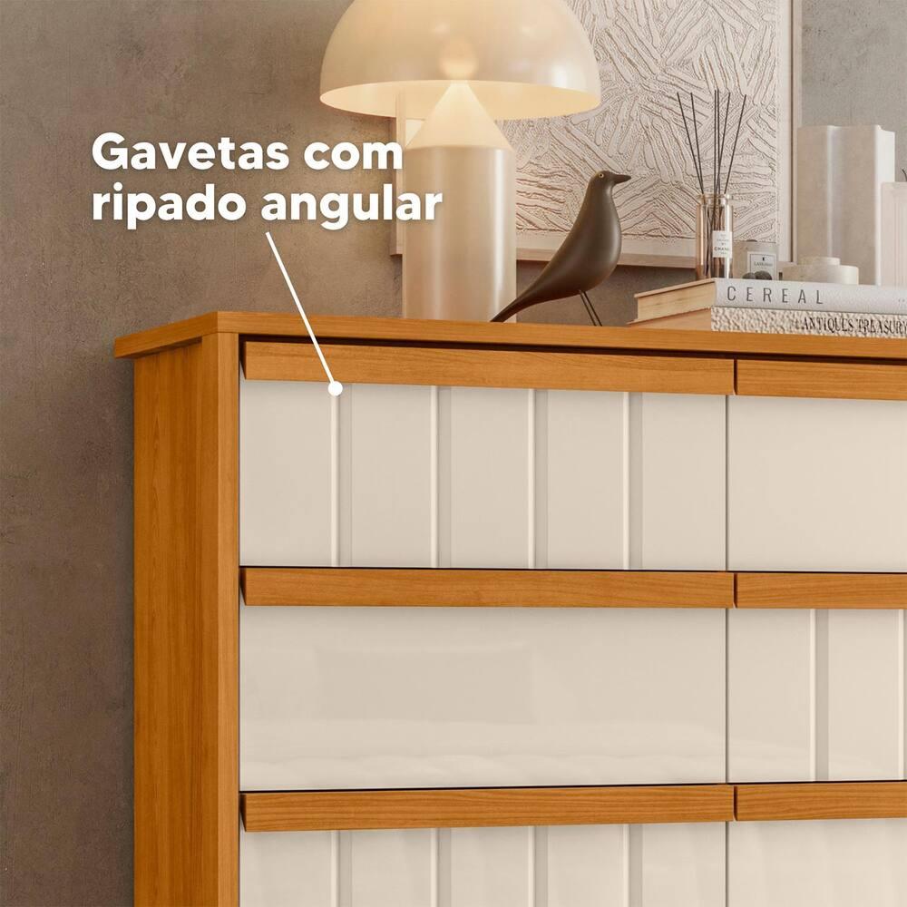 Cômoda 8 Gavetas Madetec Tarsila Corrediça Telescópica Ripado Angular Design Moderno - 6