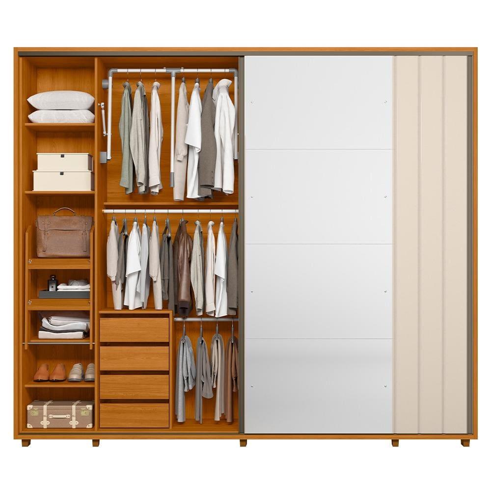 Guarda-Roupa Casal Madetec Dalí Com Espelhos 2 Portas de Correr 8 Gavetas Cabideiro Extensível Escada Retrátil - 3