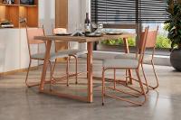 Conjunto de Mesa Jantar 4 Cadeiras Fabone Atlanta Aço Carbono Estofadas Corano Retangular 136x80 - 2