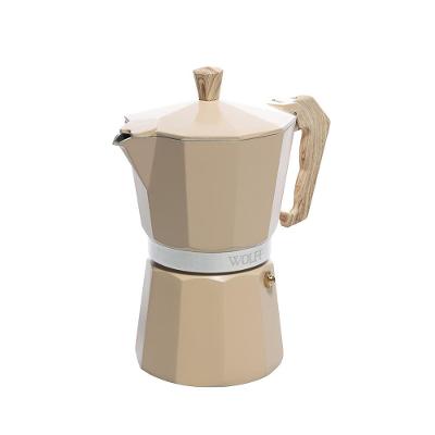 Cafeteira Italiana Wolff 300ml em Alumínio Cabo Plástico 6 Doses Bege Fosca