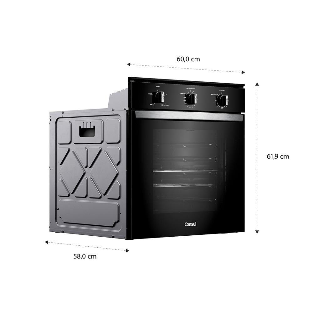 Forno Elétrico de Embutir Consul 84L COB84BE Porta Removível Timer Autodesligamento Luz Interna Preto - 7