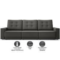Sofá Retrátil 4 Lugares DDS Boston 230cm Velosuede Encosto Reclinável Braço Removível - 3