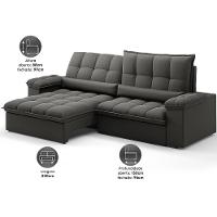 Sofá Retrátil 4 Lugares DDS Sofá Sideral 230cm Molas Bonnel Velosuede Encosto Reclinável Braço Removível - 2