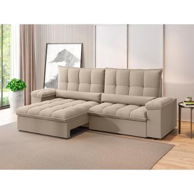 Sofá Retrátil 4 Lugares DDS Sofá Sideral 230cm Molas Bonnel Velosuede Encosto Reclinável Braço Removível