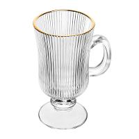 Conjunto 4 Taças para Cappuccino Wolff 240ml Vidro com Fio de Ouro Lines Elegante - 2