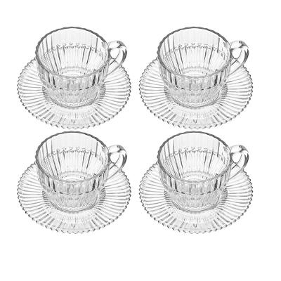 Conjunto 4 Xícaras de Chá Wolff Império 220ml com Pires Cristal Design Clássico