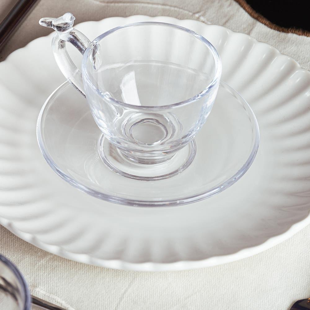 Conjunto 4 Xícaras de Café Wolff Bird 80ml com Pires Cristal Ecológico Relevo Artístico - 6