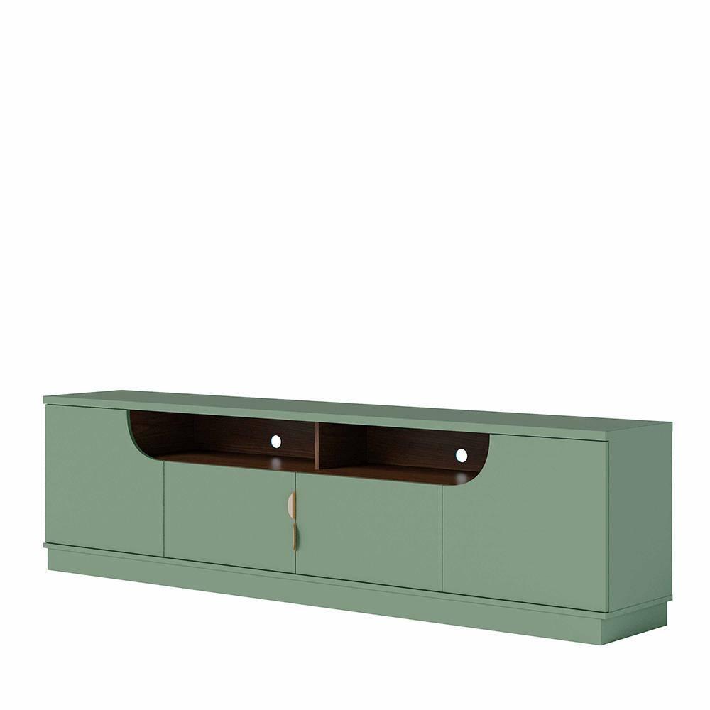 Rack Bancada para TV até 75” Santorini 2.0 4 Portas 2 Nichos Tampo 25mm Puxador Dourado Fosco - 9