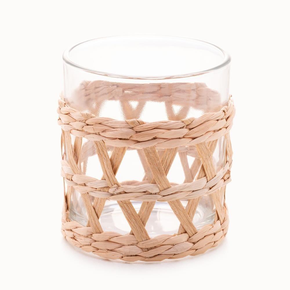 Conjunto 4 Copos Baixos Wolff 320ml Vidro com Sisal Natural Design Rústico - 2