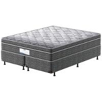 Cama Box King Size Probel Village D28 com Molas Ensacadas e Pillow Euro 68x193x203cm - Branco/Preto - 2