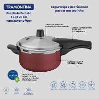 Panela de Pressão Tramontina Vancouver Effect 3L Antiaderente Starflon Max Alumínio Vermelha