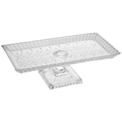 Travessa com Pé Wolff Lys Cristal 34x17x11cm Design Retangular Pé Elevado