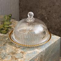 Queijeira com Tampa Wolff Império 20x20x13,5cm Cristal Fio de Ouro com Tampa Alta - 3