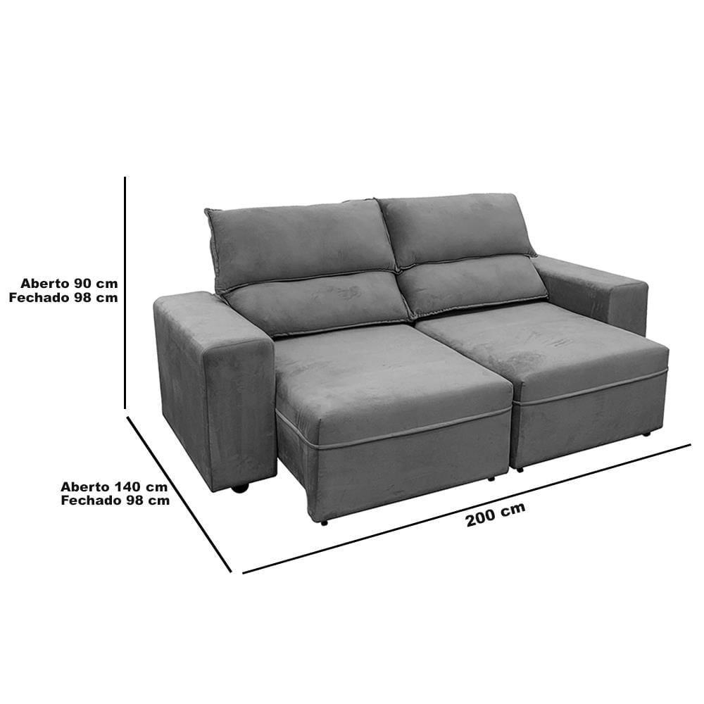 Sofá RBF Móveis México 3 Lugares 200cm Retrátil Reclinável Molas Ensacadas - 3