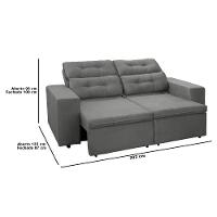 Sofá RBF Móveis Berlin 3 Lugares 202cm Retrátil Reclinável com Rodízios - 5