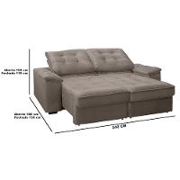 Conjunto Sofá RBF Móveis Ypê 4 Lugares 242cm Bipartido Retrátil Reclinável - 5