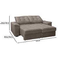 Sofá RBF Móveis Ypê 3 Lugares 192cm Retrátil Reclinável Rodízios - 5