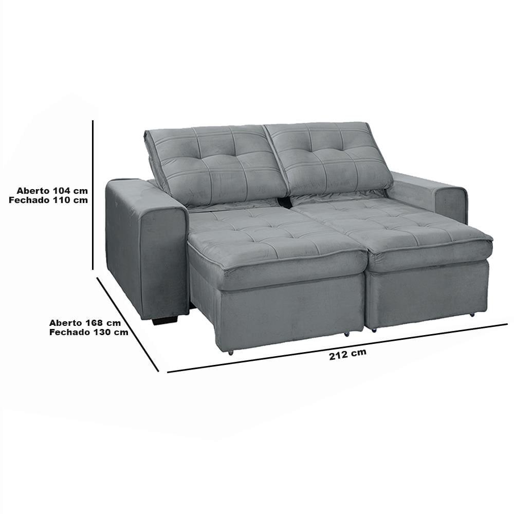 Sofá RBF Móveis Cedro 3 Lugares 212cm Retrátil Reclinável - 5