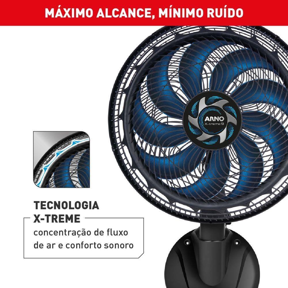 Ventilador de Parede Arno X-TREME VE9P 40cm 160W 9 Pás Silencioso Preto e Azul - 3