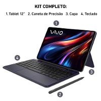 Tablet VAIO TL12 12.6” Android 15 256GB Octa-Core Wi-fi 5G 13MP Teclado Inteligente VAIO PEN Preto