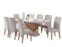 Conjunto Mesa de Jantar Viero Atlantis 200x90cm 8 Cadeiras Estofadas Tampo de Vidro Revestimento em Veludo - 2
